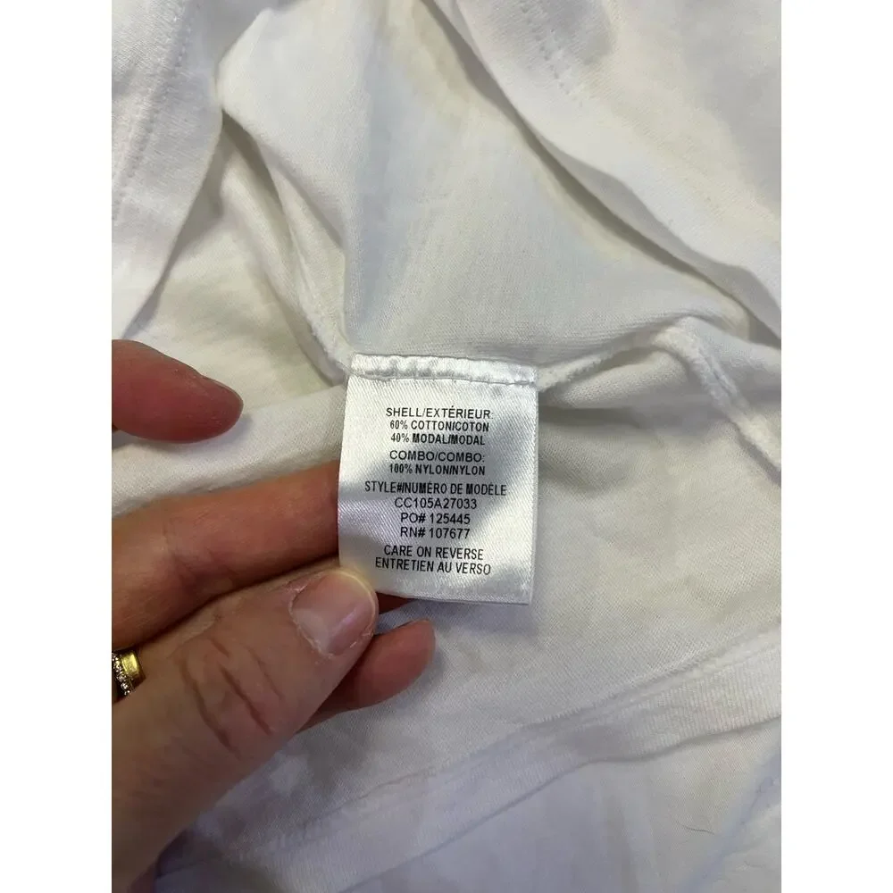 Alice & Olivia White Lace Sleeve Crop Stretchy Romantic Darcelle T-Shirt Medium - Picture 10 of 11